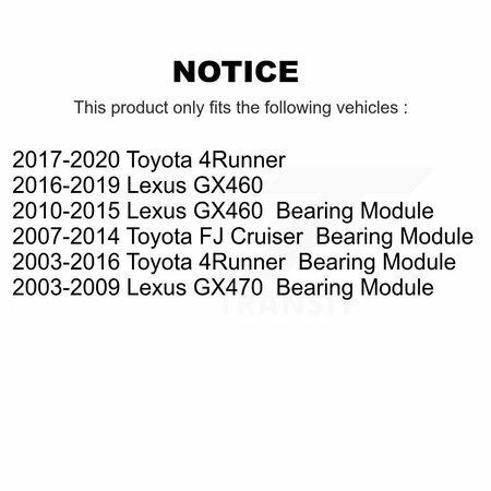 Kugel Rear Left Wheel Bearing Assembly For Toyota 4Runner Lexus GX460 FJ Cruiser GX470 70-512227